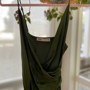 Dark green satin dress